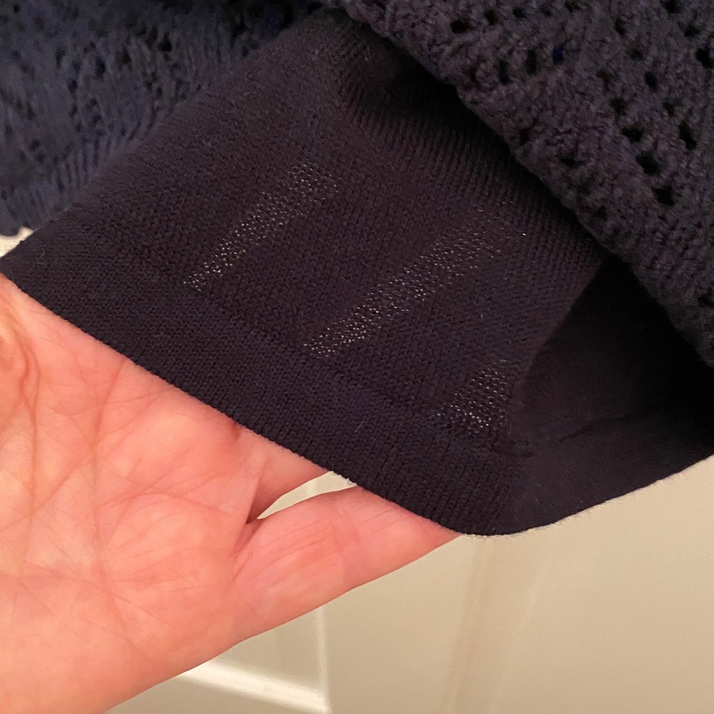 Talbots Navy Short Sleeve Sweater with Knit Lining - Picture 11 of 12